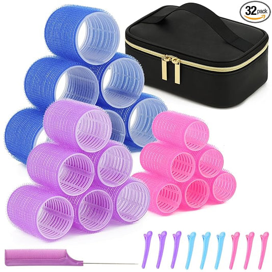 Hair Rollers Set, 29 Pcs Self Grip Heatless Hair Curlers Styling Tools Hair Rollers for Blowout Look for Long Hair DIY Rollers Hair Curlers
