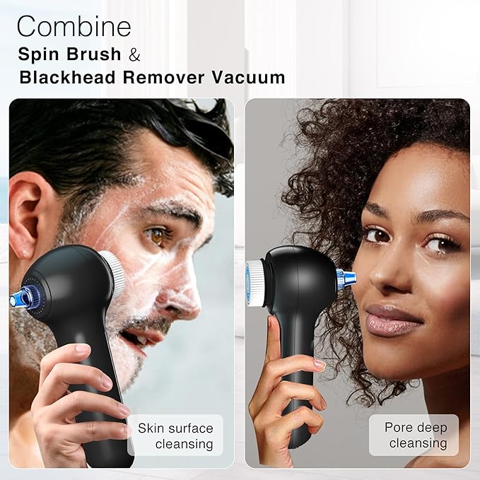 UMICKOO Electric Facial Cleansing Brush with LCD Screen, 3-in-1 Face Scrubber & Optional Blackhead Remover, Rechargeable, IPX7 Waterproof, Gentle Daily & Deep Cleaning for All Skin Types