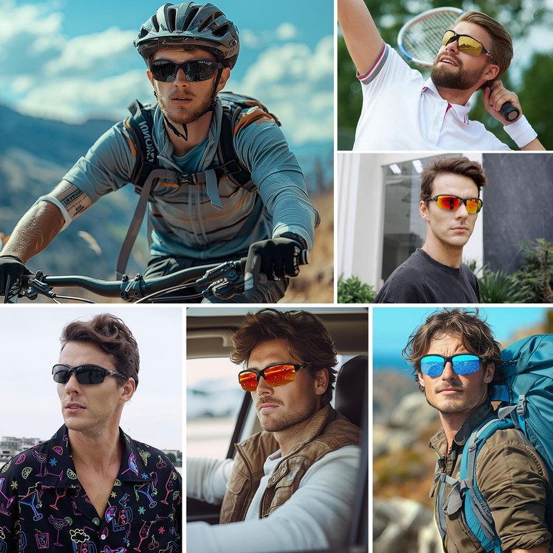 Ofwin Polarized Sports Sunglasses for Men Women Wrap Around Half Frame Cycling Fishing Bike Running Sun Glasses UV Protection