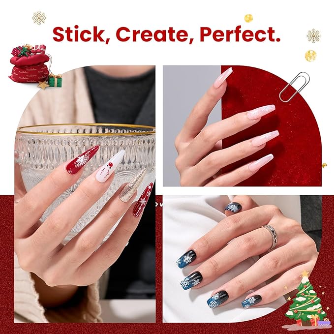 Beetles Snowflake Nail Art Stickers 30 Sheets 3D Nail Stickers White Snowmen Santa Claus Elk Nails Supplies DIY Decals for DIY Decoration Nails Art