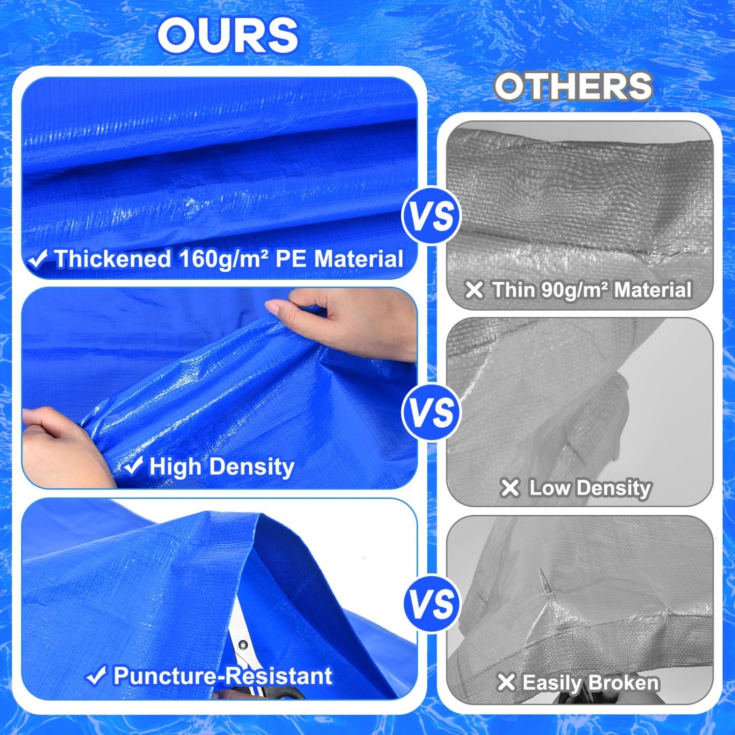 Gonioa 11 x 7.8 FT Pool Pad Tarp for Under Pool Liner Pad Under Pool Mat for Above Ground Pools, Thickened Pools Tarp Pools Ground Pads to Prevent Puncture and Extend Liner Life