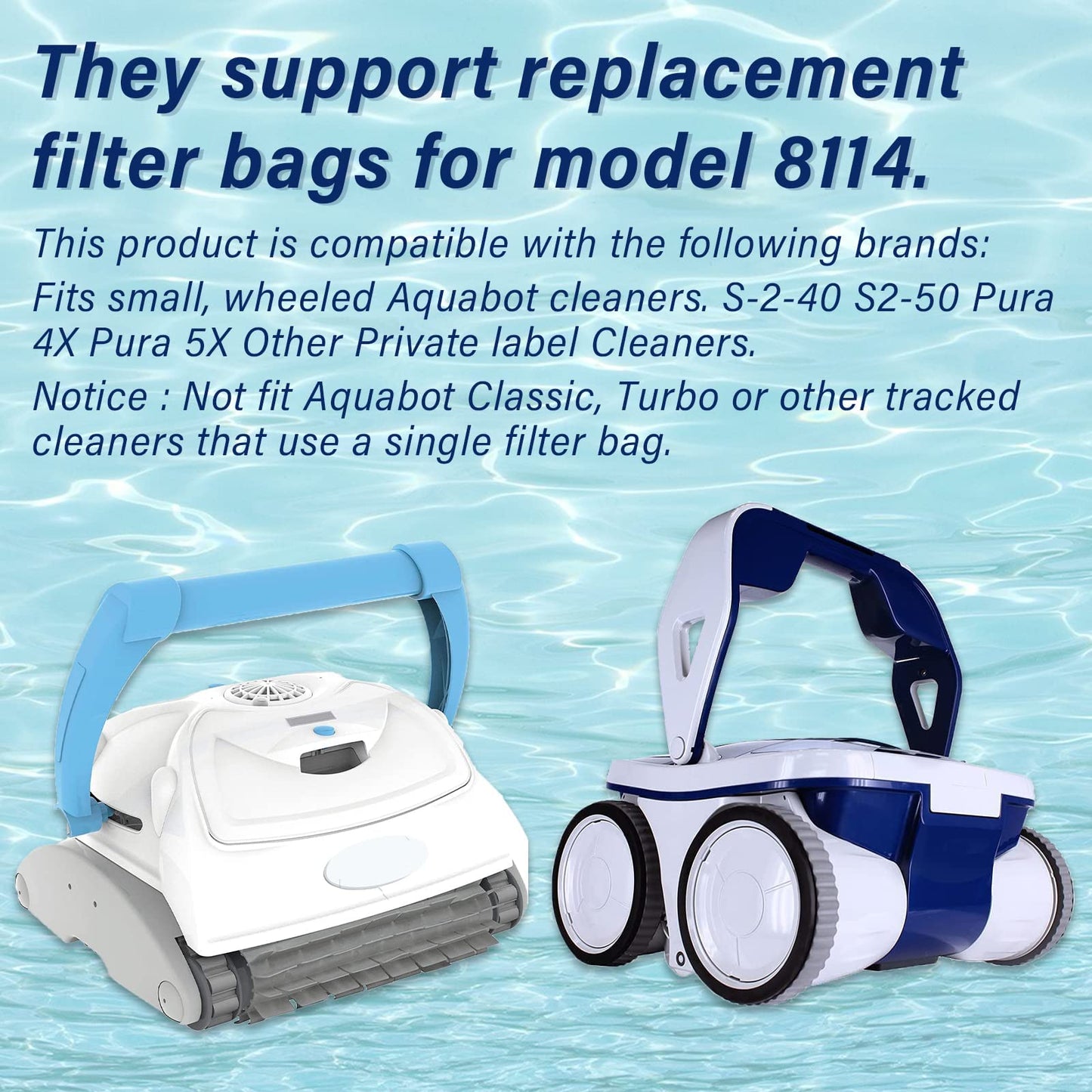 Pokin Upgrade Pool Cleaner Fine Filter Bag Replacement for Aquabot/Aqua Filter Bag Products 8114,Fits Pool Spa Part Small Wheeled Aquabot Cleaners S-2-40 S2-50 Pura 4X Pura 5X