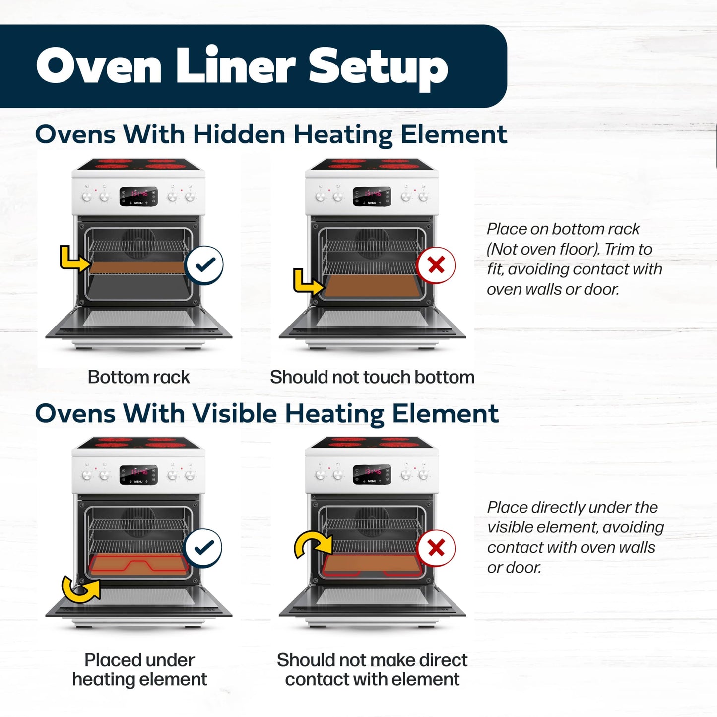 Cooks Innovations Non-Stick Oven Protector Mat - 2 Heavy Duty Nonstick Rack Liners to Protect Convection, Electric, Gas & Microwave Ovens - BPA & PFOA Free Heat Resistant Baking Mat