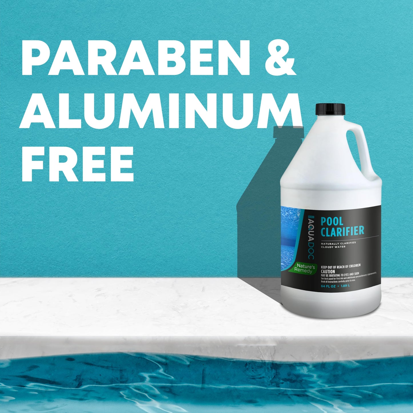 AquaDoc Natural Pool Water Clarifier - 64oz - Helps Clear Cloudy Pool Water for Inground & Above Ground Pools