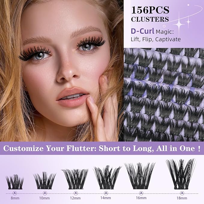 B&Qaugen Lash Clusters B04 DIY Eyelash Extensions(B04,8-18MIX)