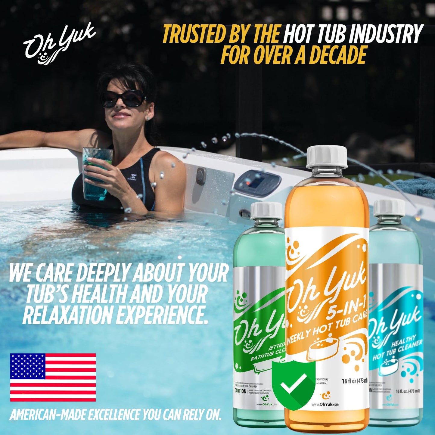 Oh Yuk 5-in-1 Weekly Hot Tub Chemicals (2 Pack) – All-in-One Hot Tub Cleaner & Spa Protector | Clarifier, Conditioner & pH Support | Spa Chemicals for Hot Tub Water Care