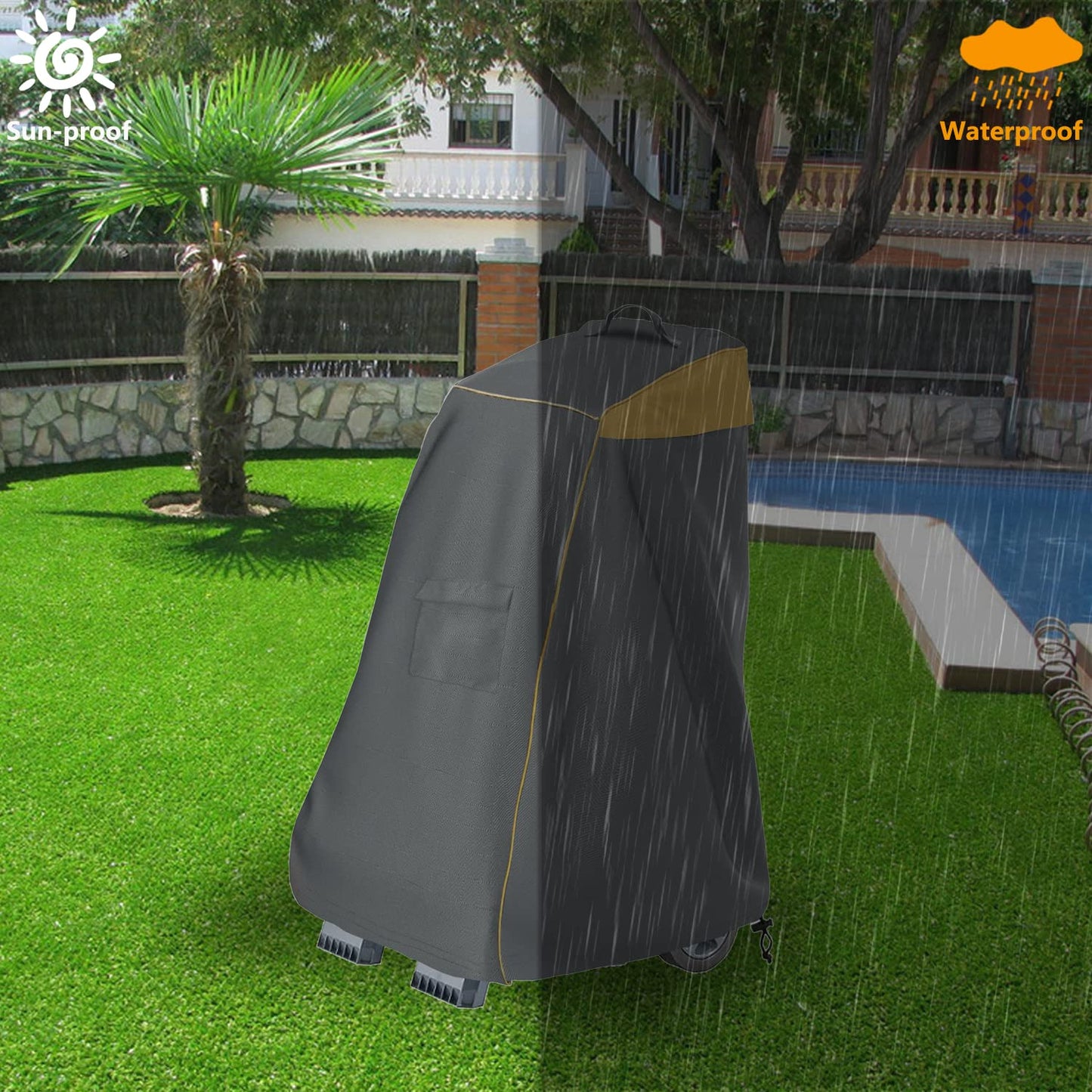 Aacabo Caddy Cover,Robotic Pool Cleaner Cover, Outdoor Waterproof Caddy Cover,Fits Most Brands Robotic Pool Cleaner