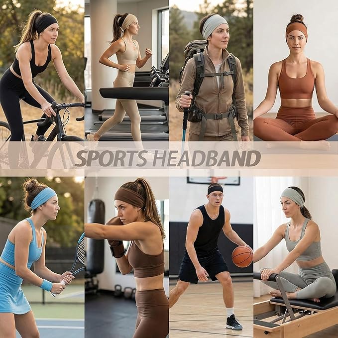 Wide Headbands for Women - 6 Pack Stretchy Soft Hair Bands for Workout, Yoga, Running, Makeup & Face Washing - Fashion Knotted Head Wraps & Hair Accessories