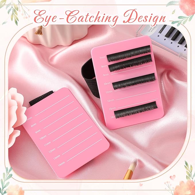 Patelai 4 Pieces Lash Holder Eyelash Extension Hand Pallet Tray Tools with Adjustable Wrist Strap Adjustable Lash Tray Strip Palette One Size Fits Most Eyelash Extension Holder (7-14 mm,Pink)