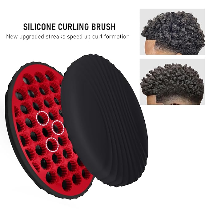 PARAO-Silicone Curling Brush,Magic Wave Afro Comb,Two Sides InterchangeTwist Tool,Hair Curler Brush For Men Women Boy Girl,2-Piece SetÃ¯Â¼ÂRedÃ¯Â¼Â