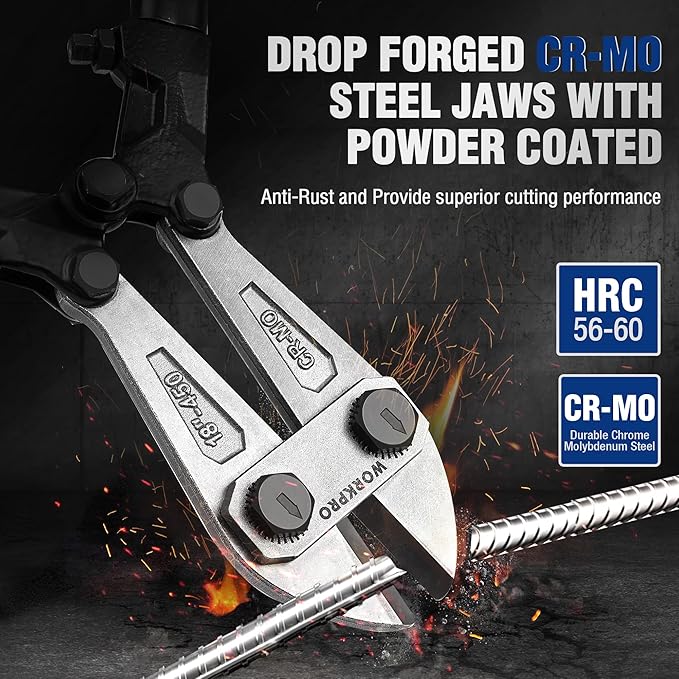 WORKPRO W017007A Bolt Cutter, Bi-Material Handle with Soft Rubber Grip, 30", Chrome Molybdenum Steel Blade