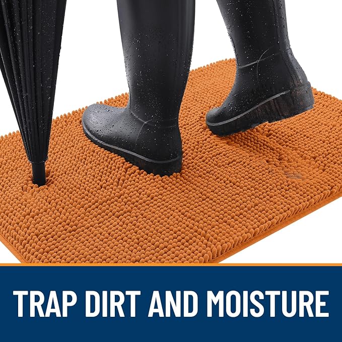 OLANLY Dog Door Mat for Muddy Paws 45x27, Absorbs Moisture and Dirt, Absorbent Non-Slip Washable Doormat, Quick Dry Chenille Mud Mat for Dogs, Entry Indoor Entryway Carpet for Inside Floor, Clay