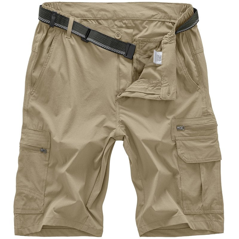 Jessie Kidden Mens Outdoor Casual Expandable Waist Lightweight Water Resistant Quick Dry Fishing Hiking Shorts (6222 Khaki 10inch 29)