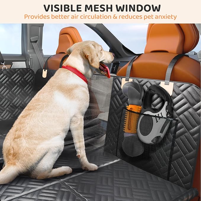 PROZAR Dog Car Seat Cover for Back Seat, Hard Bottom Back Seat Extender for Dogs - Supports 400lbs, Back Seat Pet Cover, Dog Hammock for Car SUV and Trucks