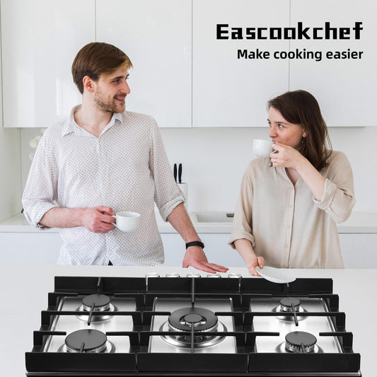 Eascookchef 30 inch Gas Cooktop, Gas Stove Top with 5 High Efficiency Burners, Bulit-in Stainless Steel Propane Cooktop for Kitchen, NG/LPG Convertible Stovetop, Thermocouple Protection