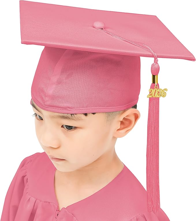 GraduationMall Matte Kindergarten & Preschool Graduation Cap for Kids with 2026 Tassel Black