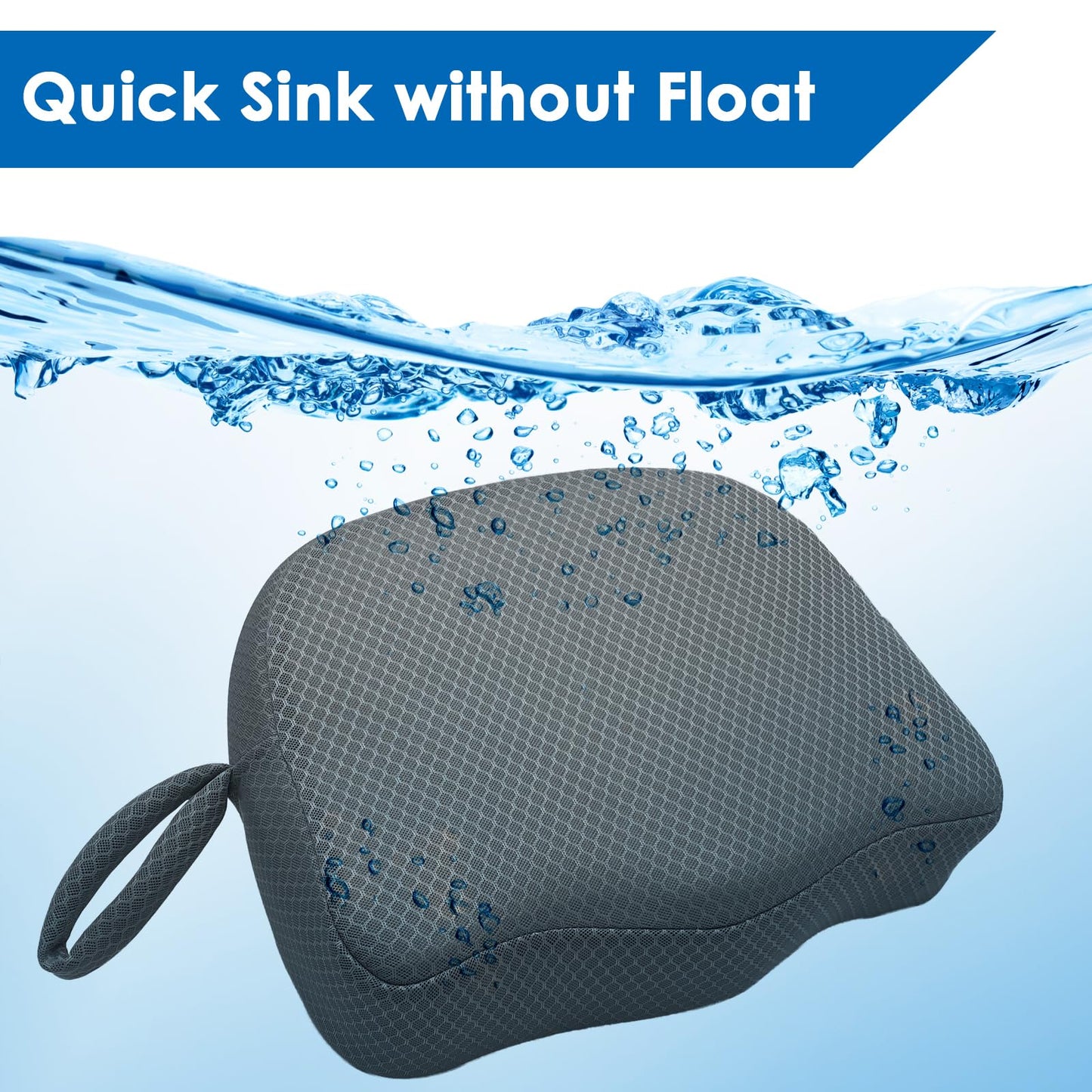 Hot Tub Booster Seat for Adults, 5 Inch Thick Supportive Cushion with Non-Slip Bottom, Weighted for Quick Sink Without Float, Spa Booster Seat for Hot Tub (Including Inflatable), Pool Gray