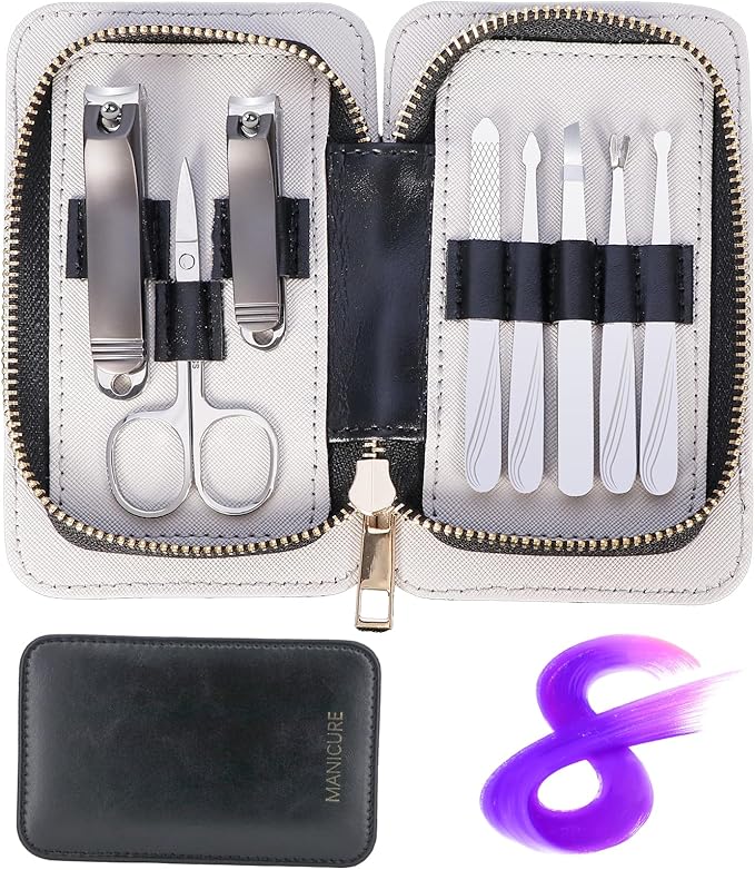 Manicure Set 8 in 1 Stainless Steel Nail Clippers for Men，Manicure Kit for Women，Nail Grooming Kit，Nail Clipper Set，Personal Care Tools