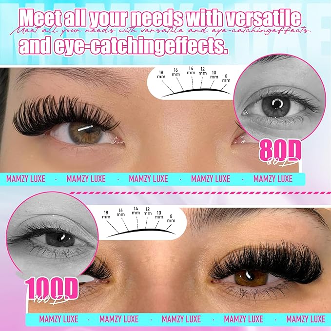 Fluff Lash Clusters 608PCS Cluster Eyelash Extensions 8-18MM Wispy Lashes Clusters 80D 100D D-Curly Eyelash Clusters Mix Daily Look Fake Eyelashes Extension by MAMZY LUXE