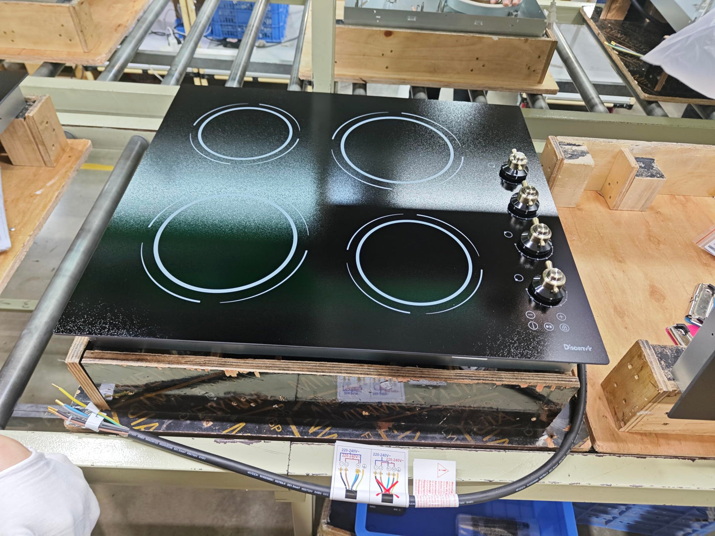 Disaenvir 2 Burner Electric Cooktop - 3000W Drop-in Two Burner Electric Stove 220V, 13 Inch Ceramic Stove with Knob Control, Timer, Safety Lock, Residual Heat Indicator, 220V Hard Wired (No Plug)