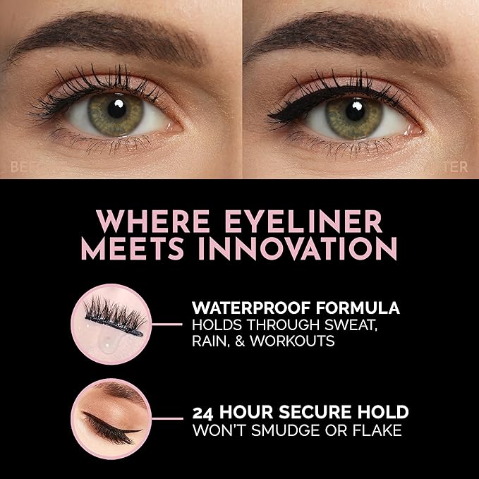 Luxillia Magnetic Eyeliner for Magnetic Eyelashes, Upgraded Strongest Hold, Most Natural Look, Waterproof, Smudge Proof Liquid Liner in Black