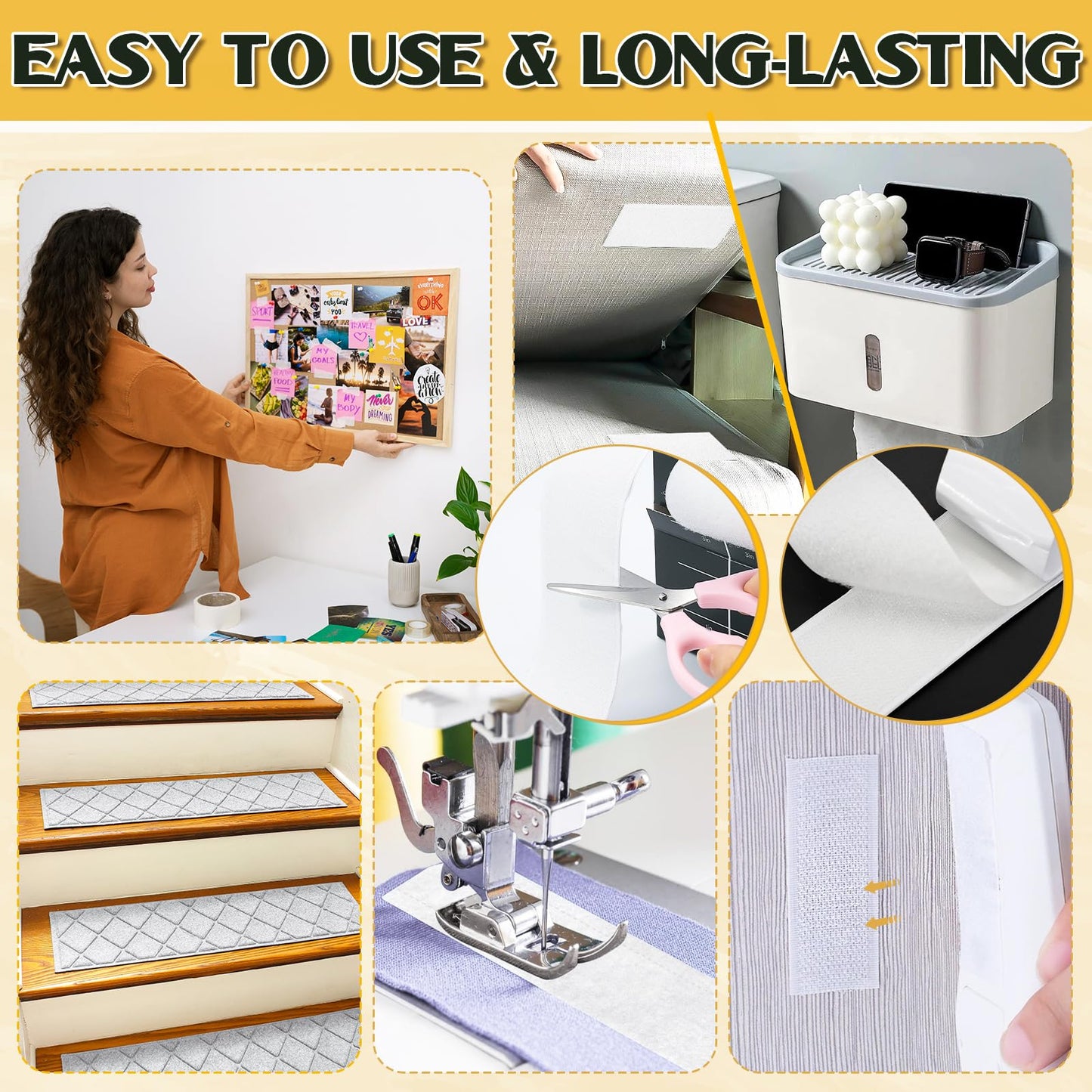 30 Ft×2 Inches Hook and Loop Tape Strong Viscosity Adhesive Back Arbitrary Cutting Sticky for Fabrics Nylon Self Adhesive Tape for Home Office School and Crafting 2 Rolls White and A Scissors (White)