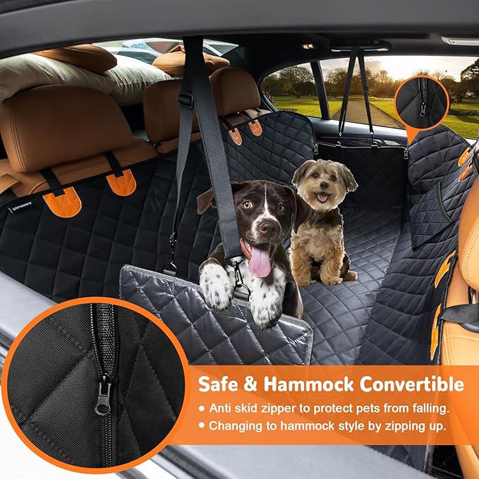 URPOWER Dog Car Seat Cover for Pets 100% Waterproof Seat Cover Hammock 600D Heavy Duty Scratch Proof Nonslip Durable Soft Back Seat Covers for Cars Trucks and SUVs