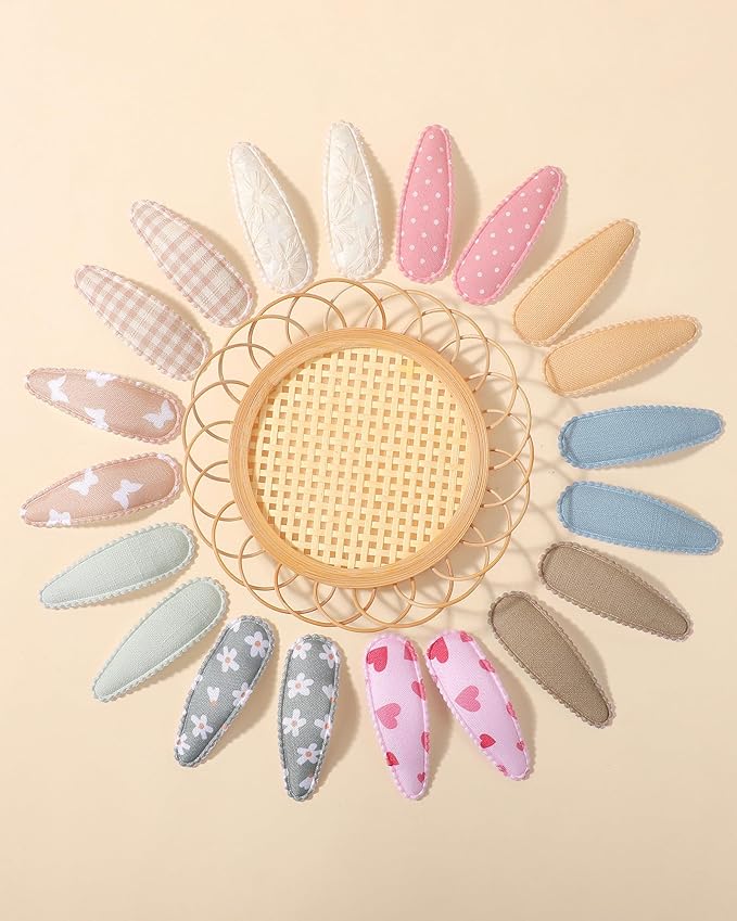 doboi 20Pcs Toddler Hair Clips Hair Barrettes Baby Girls Hair Bows Clips Floral Print Non Slip Snap Hairpins Flower Hair Clips for Girls Kids Toddler Hair Accessories