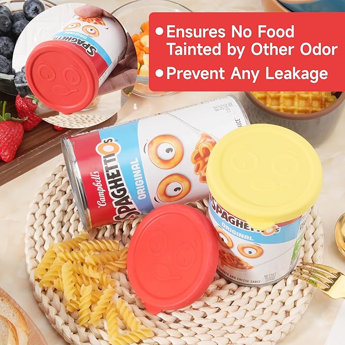 2 Packs Silicone Lids for 15.6 oz and 15.8 oz SpaghettiOs Canned Pasta, Food Sealing Lids for Can, Can Covers for Canned Good, Freezer&Dishwasher Safe (Can NOT Included)