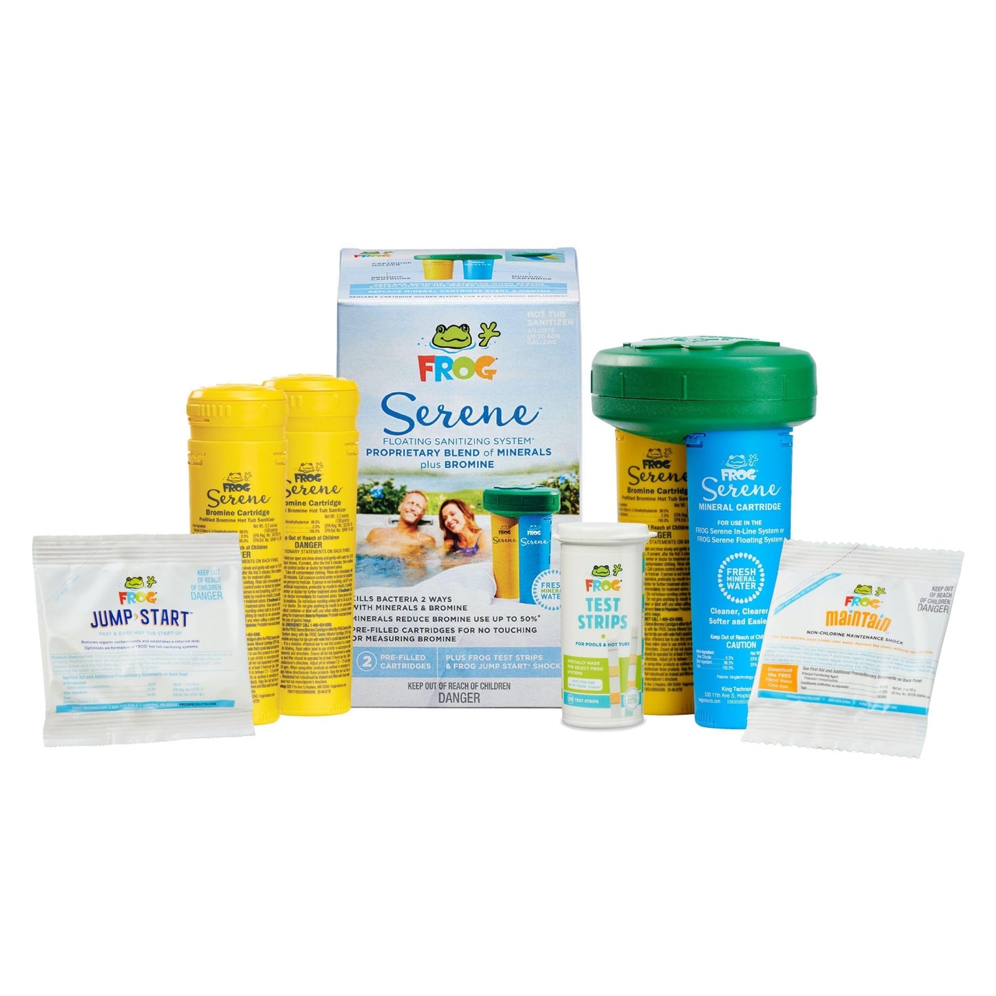 FROG Serene Floating System for Hot Tubs - Quick & Easy Prefilled Hot Tub Sanitizer - Hot Tub Maintenance System with Sanitizing Minerals & Bromine - 3 Month Bundle+