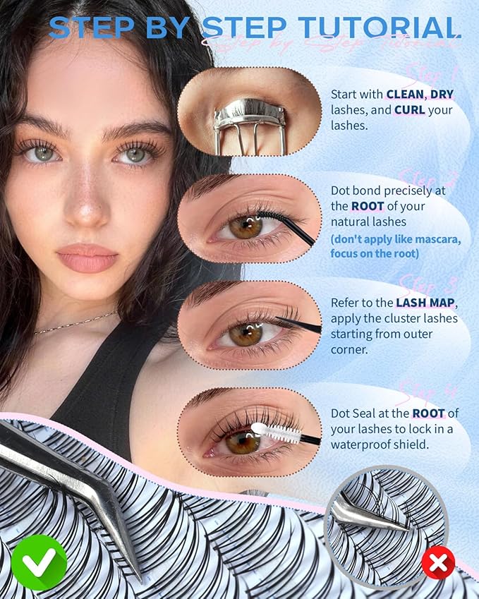 PHKERATA Natural Lash Clusters Manga Eyelash Clusters, Wispy C Curl Clusters Eyelash Extensions Invisible Clear Band, Korean Lashes Look DIY Lash Extensions, Fairy PestaÃÂ±as Postizas Naturales