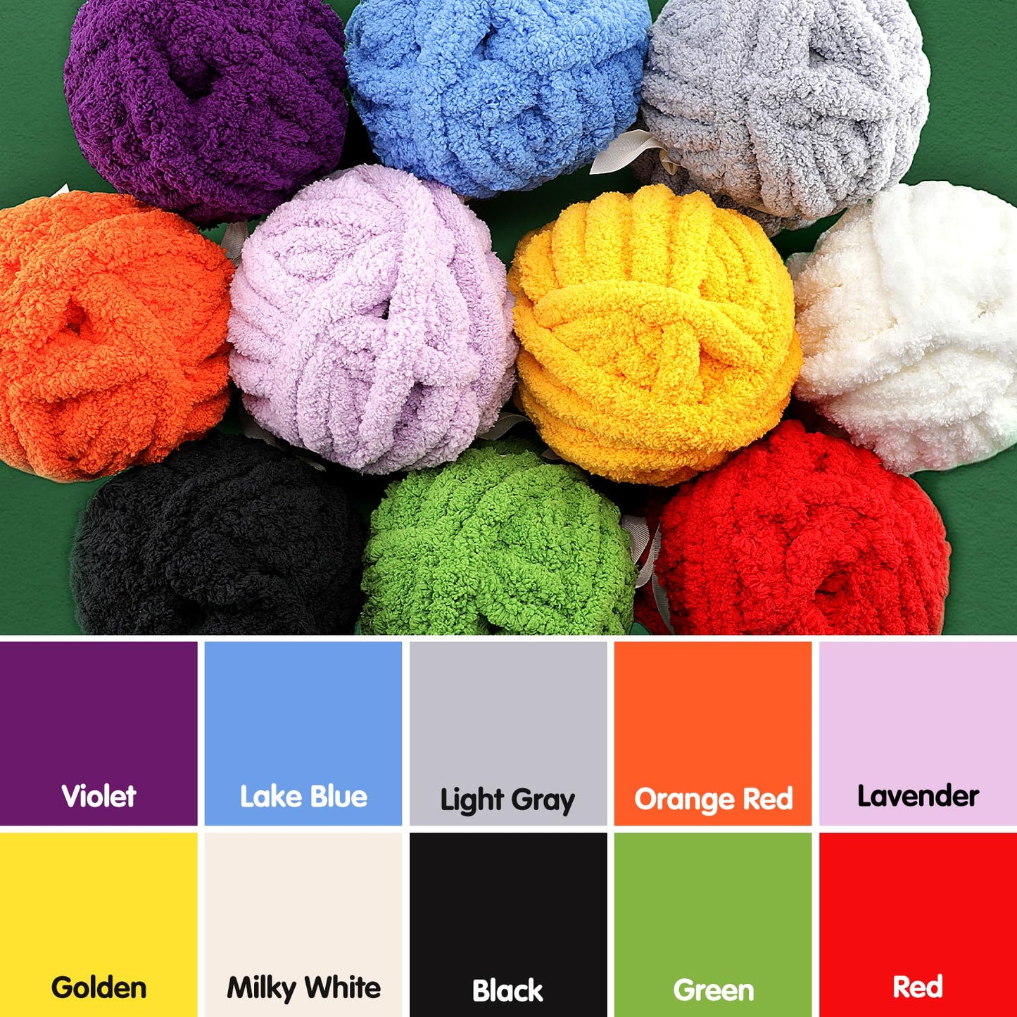 4 Pack Chunky Yarn for Hand Knitting - Chunky Chenille Blanket Yarn for Crocheting - Jumbo Fluffy Yarn for Crochet - Super Bulky Yarn 25 yds 7.7 oz Each Skein (Golden)