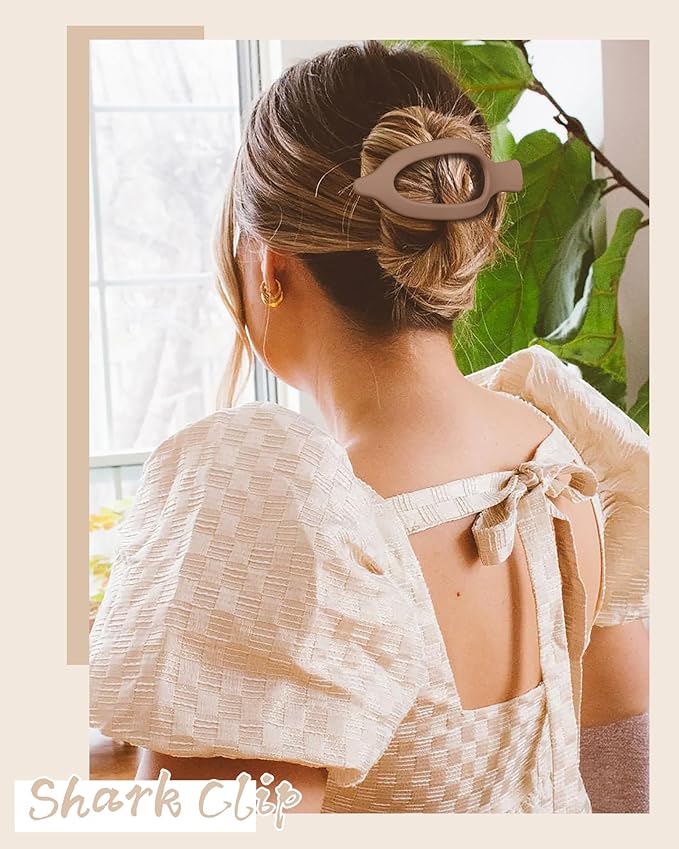 French Flat Hair Clips for Women - 6Pcs Flat Hair Claws for Thin Thick Hair Strong Hold No Slip Grip Hair Claw Clips for Women Girls (Matte(Neutral colors))