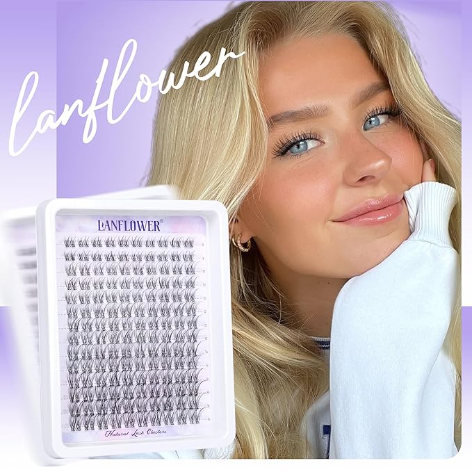 Natural Lash Clusters Clear Band Eyelash Clusters Wispy Individual Lashes C Curved Cluster Eyelash Extensions Invisible Band Cluster Lashes by Lanflower