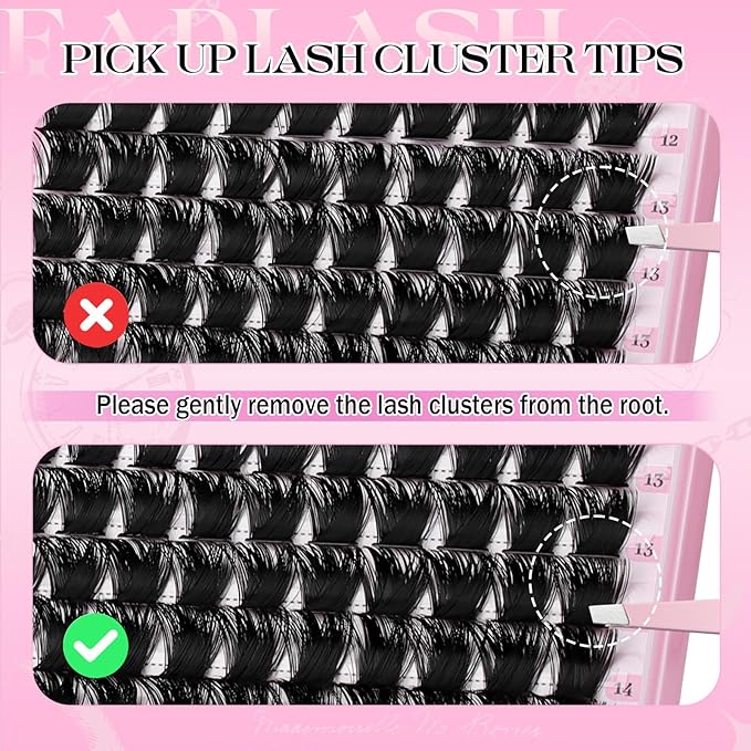 FADLASH Lash Clusters 400PCS 150D+200D Natural Eyelash Clusters Volume D Curl Cluster Eyelash Extensions for Beginners DIY at Home