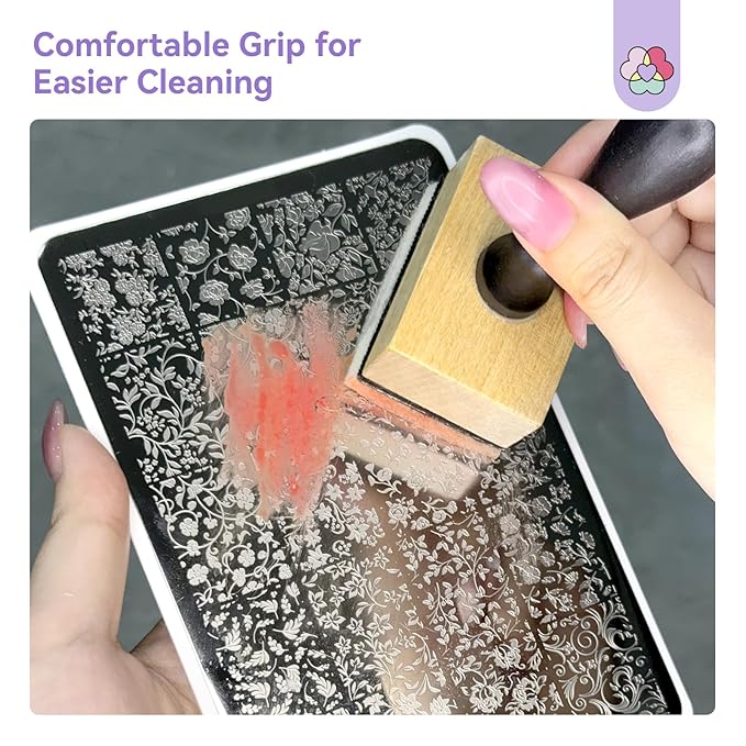 SAVILAND Nail Cleaning Tool: No-Touch Nail Cleaner Tools Wood Stamp Set Nails Stamping Plate Cleaning Tool 100PCS Lint Free Nails Wipes Reusable Sponge for Gel Polish Removal Salon Home DIY