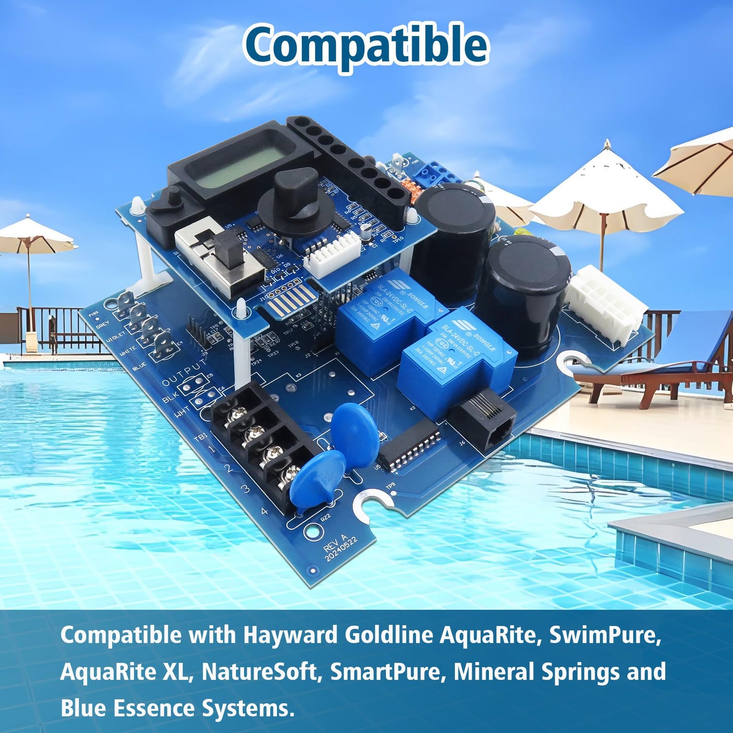 GLX-PCB-RITE Main Circuit Board &GLX-PCB-DSP Display Board Compatible with Hayward Goldline Aqua Rite Salt Chlorine Generators