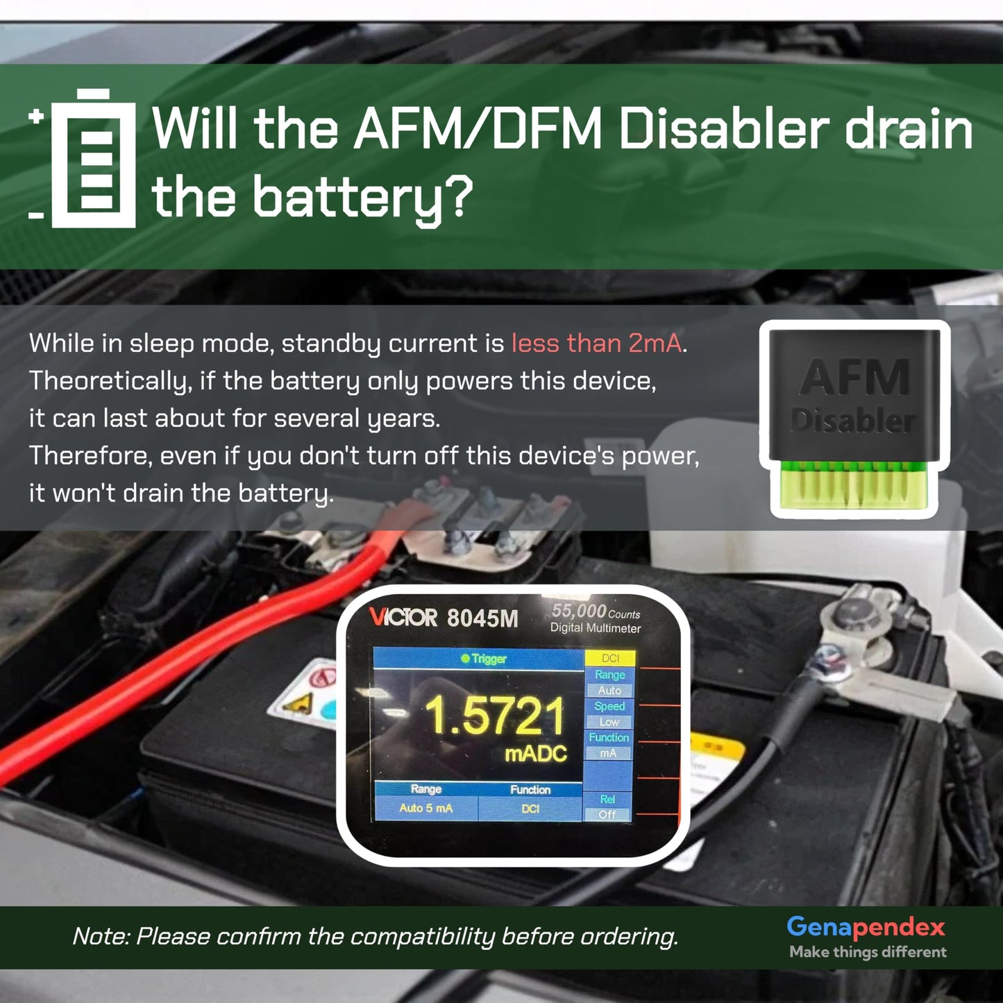 Genapendex AFM/DFM Disabler,DOD Disabler Compatible with 5.3 Silverado 6.2 Sierra 2007-2022,Plug & Play.(Black)