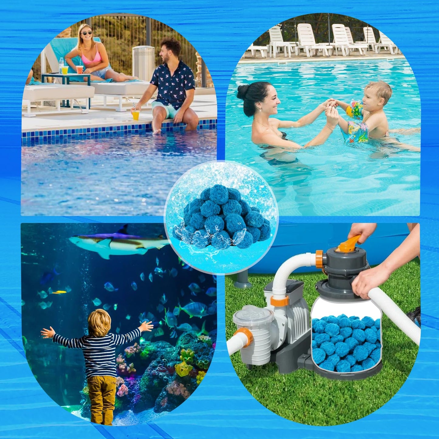 Askyli 3.1 lbs Pool Filter Balls for Sand Filter, Reusable Pool Sand Filter Balls, Efficient Blue Filter Media Balls, Suitable for All Sand Filter System (Equals 100lbs Pool Filter Sand)