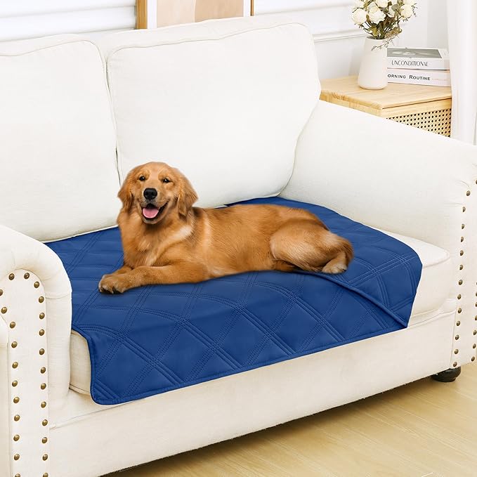 Smiry Waterproof Dog Bed Cover Blanket 30x53, Soft Reversible Pet Blanket, Washable Leakproof Cats Dogs Couch Cover for Sofa, Couch, Furniture, Navy/Navy