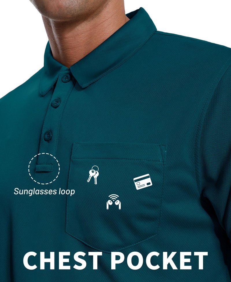 ZITY 3 Pack Polo Shirts for Men with Pocket Short Sleeve Moisture Wicking Outdoor Tactical Shirt Summer Casual L