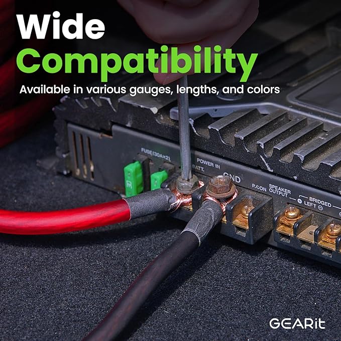 GEARit 8 Gauge Wire (10ft - Red Translucent) Copper Clad Aluminum CCA - Primary Automotive Wire Power/Ground, Battery Cable, Car Audio Speaker, RV Trailer, Amp, Electrical 8ga AWG 10 Feet