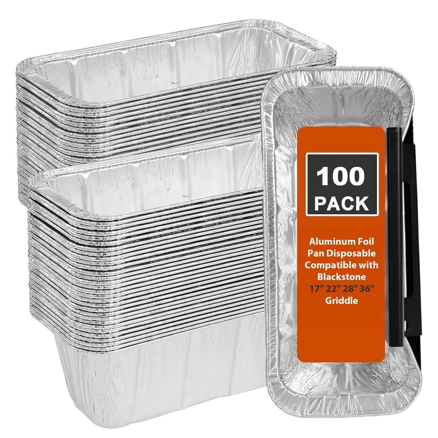 Whaleme 100 Pack Grease Cup Liners Compatible with Blackstone Griddle 5017 - Griddle Accessories, Disposable Grill Grease Tray, Aluminum Foil Drip Pan Grease Catcher Cup Liner for 17, 22, 28, 36 Inch