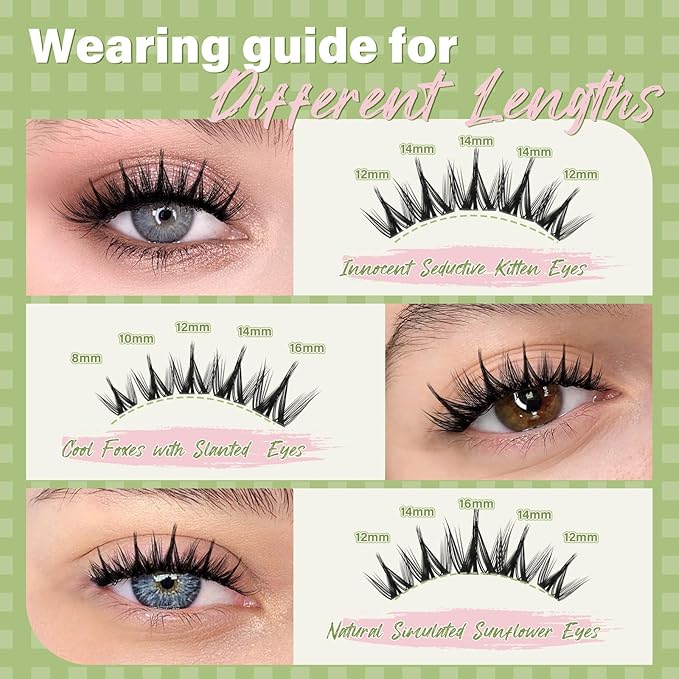 KEYYOU Fairy Chispa Lash Clusters Eyelash Extension D Curl 120Pcs Eyelash Extension Wispy Natural Invisible Band Lash with Waterproof DIY Lash at Home(Fairy Chispa-D-8-18MIX)
