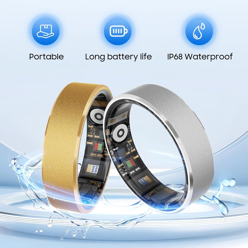 prxxhri Smart Health Ring, Featuring Stress and Sleep Monitoring Functions, Compatible with iOS and Android,Waterproof Fitness Tracker for Women & Men, No Subscription Fee. (Rose Gold, 7)