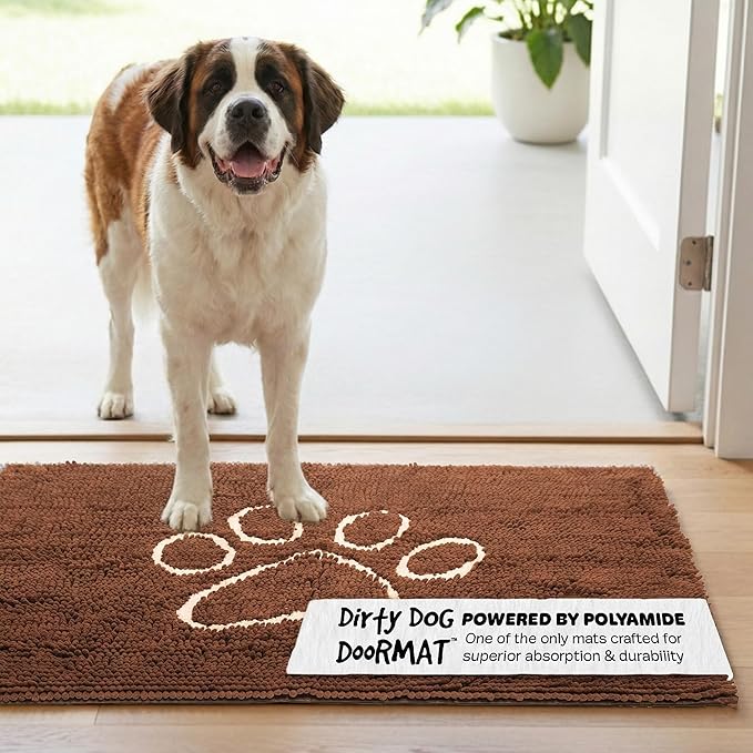 Dog Gone Smart Dirty Dog Doormat - Fast Drying Rug with Super Gripper Backing for Clean Floors - Super Absorbent and Machine Washable Mat for Muddy Paws - Runner Almond
