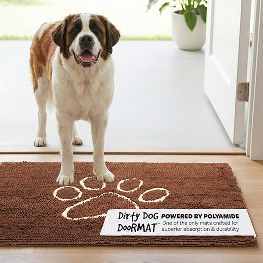 Dog Gone Smart Dirty Dog Doormat - Fast Drying Rug with Super Gripper Backing for Clean Floors - Super Absorbent and Machine Washable Mat for Muddy Paws - Runner Almond