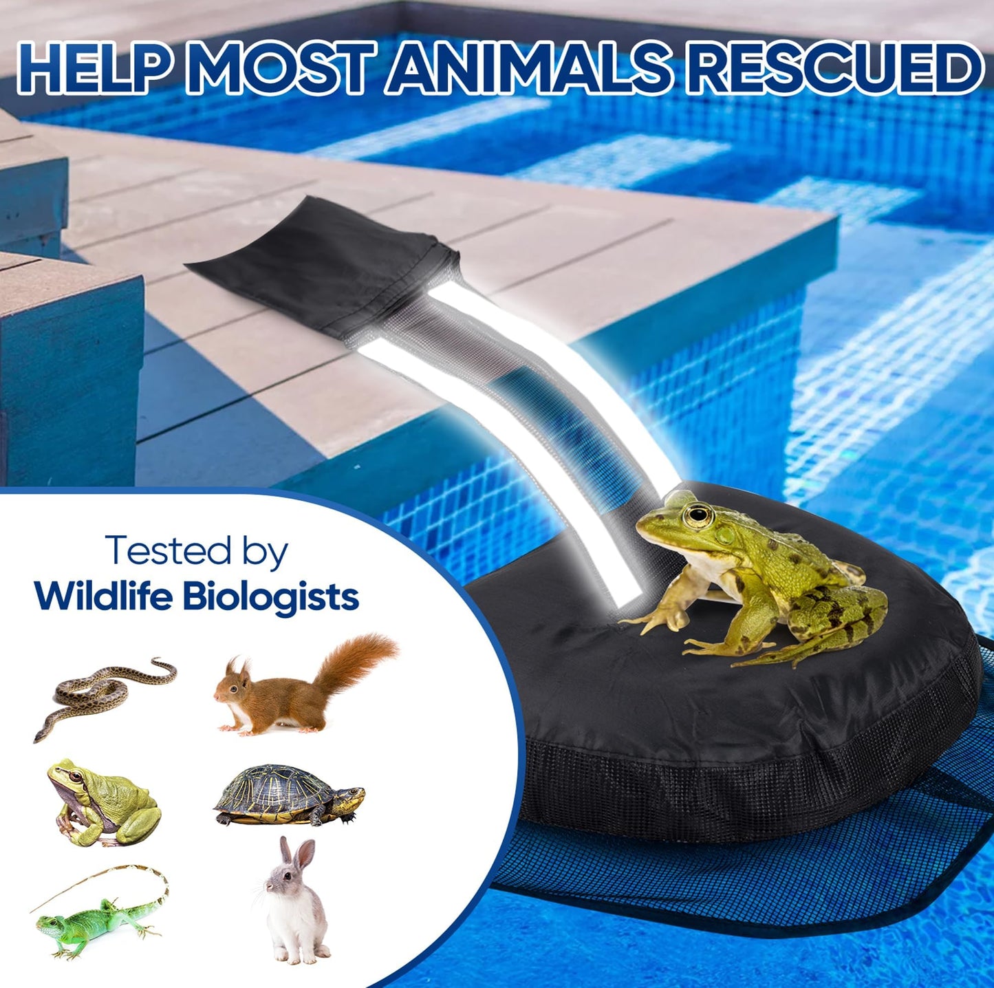 LCHUANG Pro Frog Animal Life Saver Saving Escape Ramp Bridge Ladder for Swimming Pool Floating Small Wildlife Critter Duck Duckling Lily Pads Rescue Float Log Creature Pool Maintenance (Black-2Pack)
