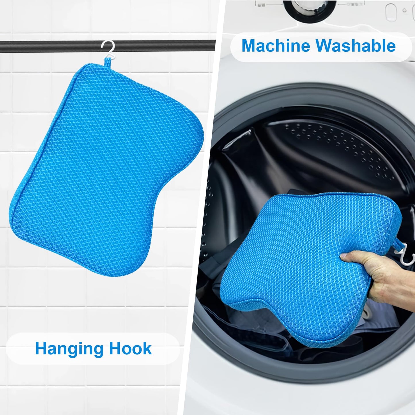 Esme L&H Shower Seat Cushion, Shower Chair Cushion for Transfer Benches, 4D Mesh Fabric Sauna Cushion Shower Chair Pad with Hook, Slip-Resistant, Design for Elderly, Senior, Handicap & Disabled