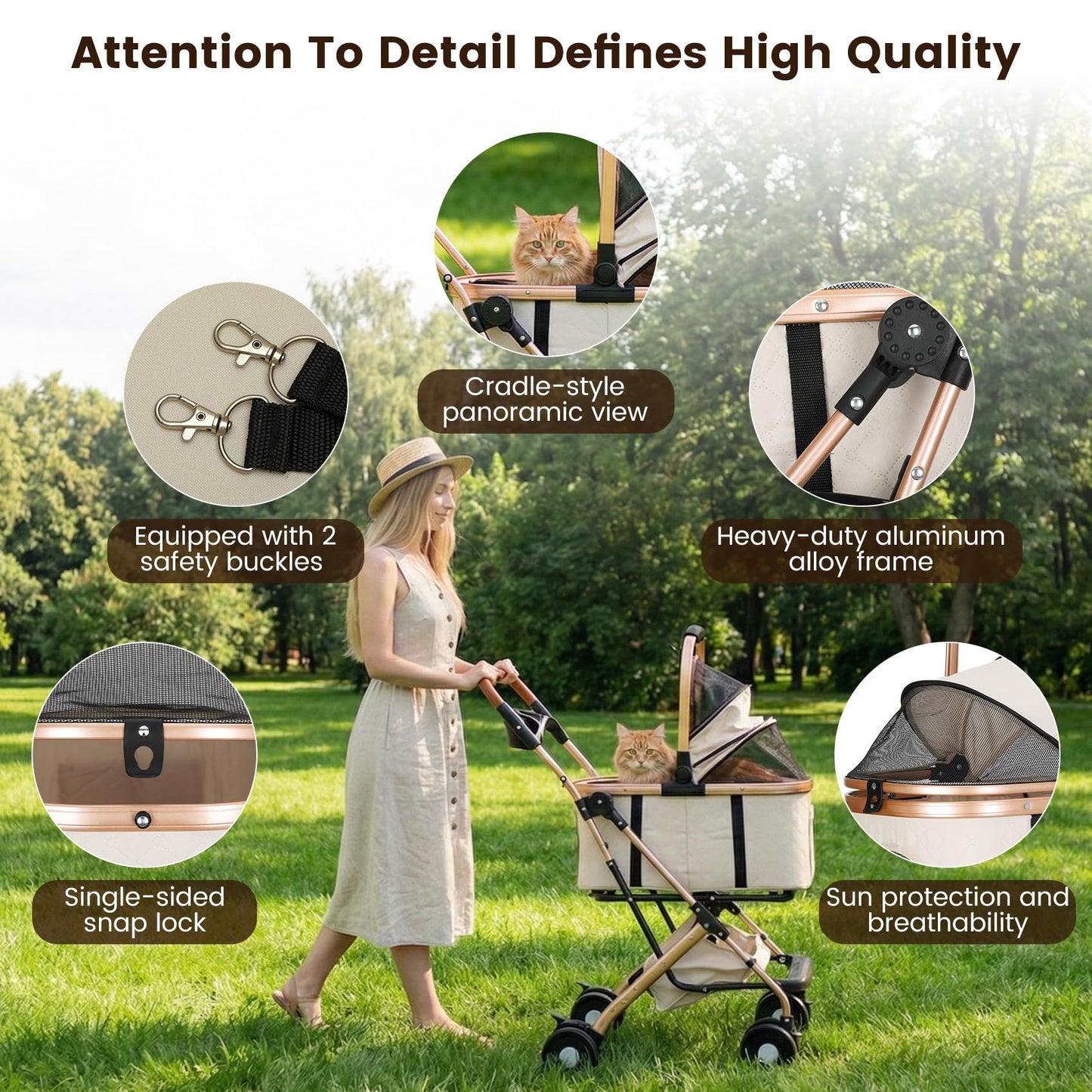 Gereat Dog Stroller for Small & Medium Dogs & Cats, Foldable Pet Stroller Wagon Carries Up to 44 lbs, Dog Wagon with Storage Basket and Cup Holders, Plus a Removable Portable Pet Carrier